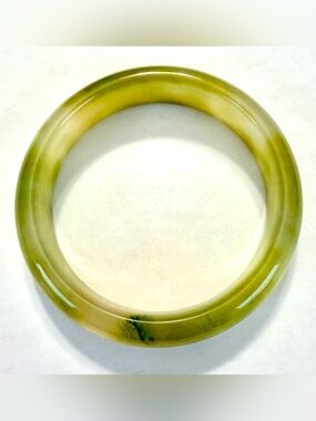Grade A_Green Golden Silk Jade Bangle Bracelet, sz 63.8 mm